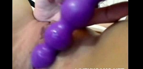  Big tit brunette plays with her pussy with vibe (NS) on webcam